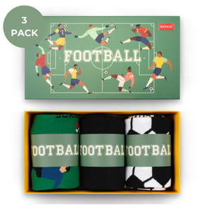 3 Paare von lustigen Socken mit Footballmotiv in einzigartiger Verpackung | Herrensocken | SOXO